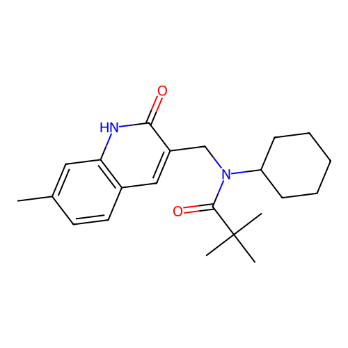 N-cyclohexyl-2,2-dimethyl-N-[(7-methyl-2-oxo-1H-quinolin-3-yl)methyl]propanamide structure