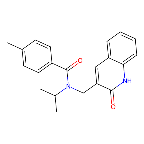 4-methyl-N-[(2-oxo-1H-quinolin-3-yl)methyl]-N-propan-2-ylbenzamide structure