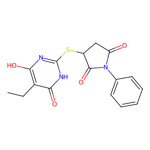 3-(5-Ethyl-4,6-dihydroxy-pyrimidin-2-ylsulfanyl)-1-phenyl-pyrrolidine-2,5-dione structure