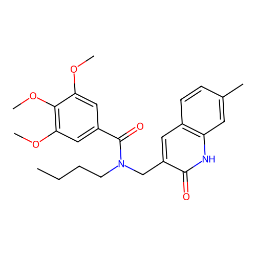 N-butyl-3,4,5-trimethoxy-N-[(7-methyl-2-oxo-1H-quinolin-3-yl)methyl]benzamide structure