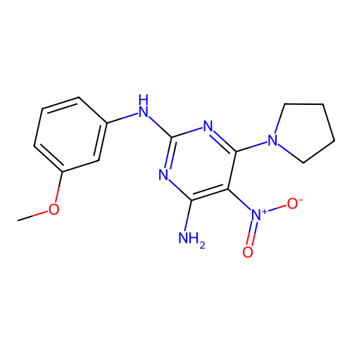 N~2~-(3-methoxyphenyl)-5-nitro-6-(pyrrolidin-1-yl)pyrimidine-2,4-diamine structure