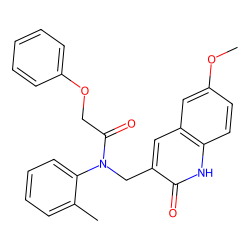 N-((2-hydroxy-6-methoxyquinolin-3-yl)methyl)-2-phenoxy-N-(o-tolyl)acetamide structure
