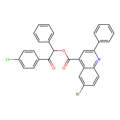 2-(4-Chlorophenyl)-2-oxo-1-phenylethyl 6-bromo-2-phenylquinoline-4-carboxylate structure