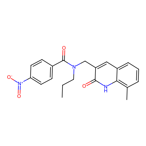 N-[(8-methyl-2-oxo-1H-quinolin-3-yl)methyl]-4-nitro-N-propylbenzamide structure