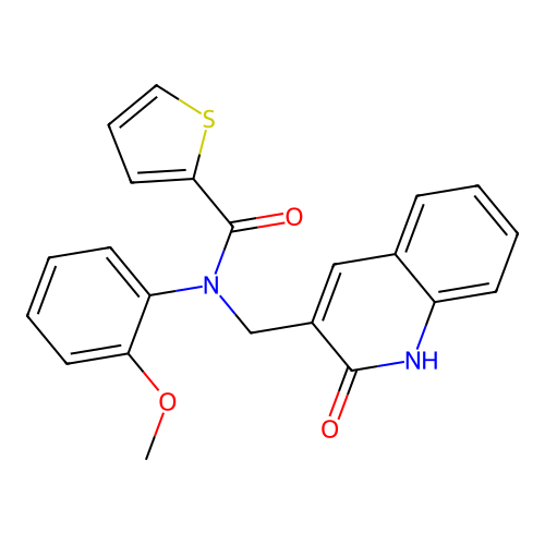 N-(2-methoxyphenyl)-N-[(2-oxo-1H-quinolin-3-yl)methyl]thiophene-2-carboxamide structure