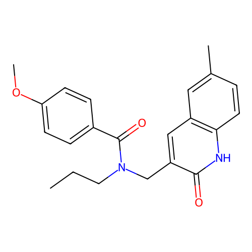 4-methoxy-N-[(6-methyl-2-oxo-1H-quinolin-3-yl)methyl]-N-propylbenzamide structure