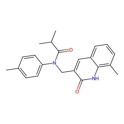 N-((2-hydroxy-8-methylquinolin-3-yl)methyl)-N-(p-tolyl)isobutyramide structure