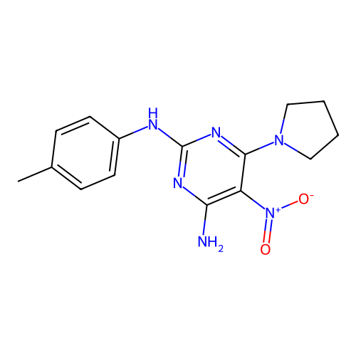 N~2~-(4-methylphenyl)-5-nitro-6-(pyrrolidin-1-yl)pyrimidine-2,4-diamine structure