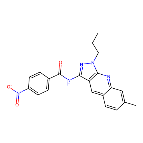 N-(7-methyl-1-propyl-1H-pyrazolo[3,4-b]quinolin-3-yl)-4-nitrobenzamide structure