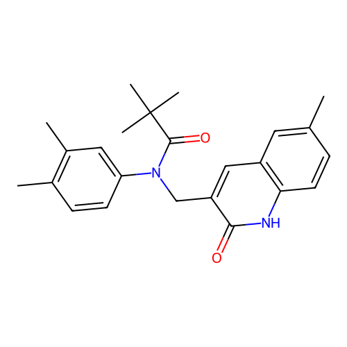 N-(3,4-dimethylphenyl)-N-((2-hydroxy-6-methylquinolin-3-yl)methyl)pivalamide structure