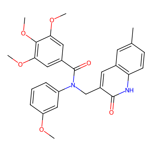 3,4,5-trimethoxy-N-(3-methoxyphenyl)-N-[(6-methyl-2-oxo-1H-quinolin-3-yl)methyl]benzamide structure