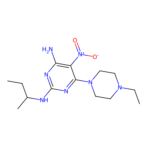 [4-Amino-6-(4-ethylpiperazinyl)-5-nitropyrimidin-2-yl](methylpropyl)amine structure