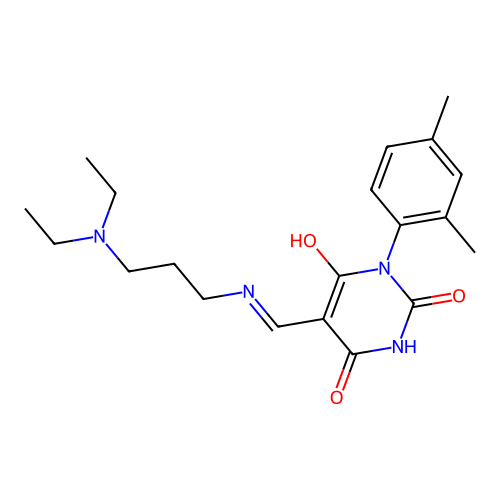 (5E)-5-({[3-(diethylamino)propyl]amino}methylidene)-3-(2,4-dimethylphenyl)-6-hydroxypyrimidine-2,4(3H,5H)-dione structure