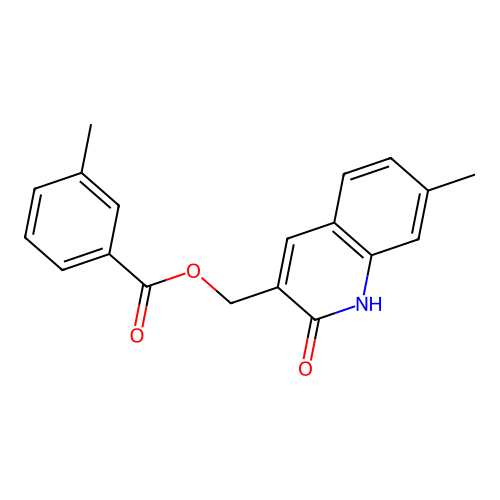 (7-methyl-2-oxo-1H-quinolin-3-yl)methyl 3-methylbenzoate structure