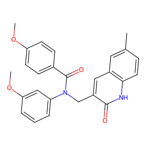 4-methoxy-N-(3-methoxyphenyl)-N-[(6-methyl-2-oxo-1H-quinolin-3-yl)methyl]benzamide structure
