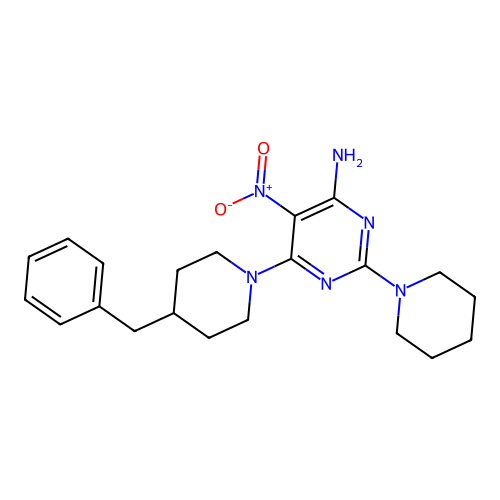 6-(4-Benzylpiperidin-1-yl)-5-nitro-2-(piperidin-1-yl)pyrimidin-4-amine structure