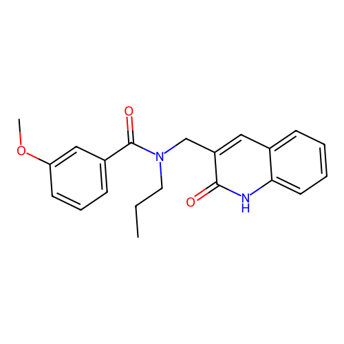 3-methoxy-N-[(2-oxo-1H-quinolin-3-yl)methyl]-N-propylbenzamide structure