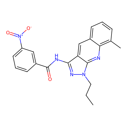 N-(8-methyl-1-propyl-1H-pyrazolo[3,4-b]quinolin-3-yl)-3-nitrobenzamide structure
