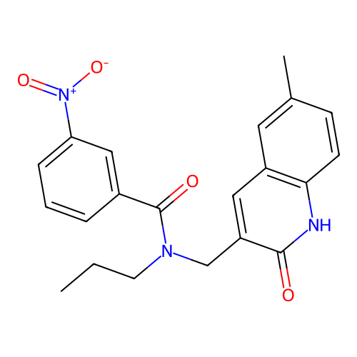 N-[(6-methyl-2-oxo-1H-quinolin-3-yl)methyl]-3-nitro-N-propylbenzamide structure