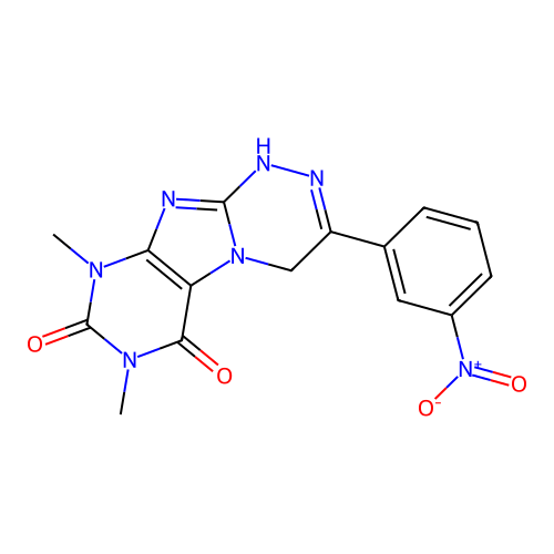 7,9-dimethyl-3-(3-nitrophenyl)-1,4-dihydropurino[8,7-c][1,2,4]triazine-6,8-dione structure
