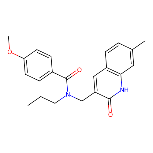 4-methoxy-N-[(7-methyl-2-oxo-1H-quinolin-3-yl)methyl]-N-propylbenzamide structure
