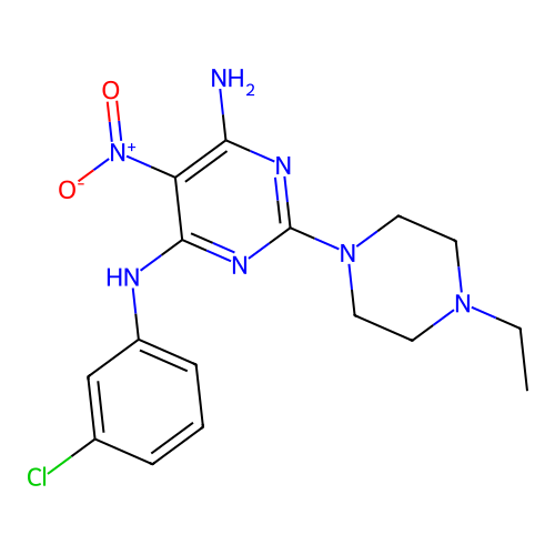 [6-Amino-2-(4-ethylpiperazinyl)-5-nitropyrimidin-4-yl](3-chlorophenyl)amine structure