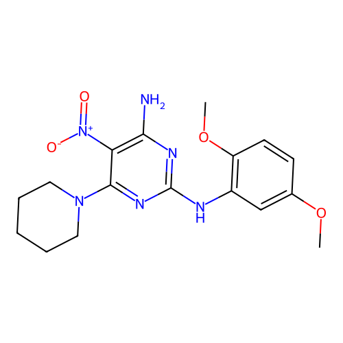 N~2~-(2,5-dimethoxyphenyl)-5-nitro-6-(piperidin-1-yl)pyrimidine-2,4-diamine structure
