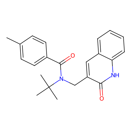 N-tert-butyl-4-methyl-N-[(2-oxo-1H-quinolin-3-yl)methyl]benzamide structure