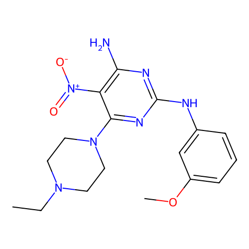 6-(4-ethylpiperazin-1-yl)-N~2~-(3-methoxyphenyl)-5-nitropyrimidine-2,4-diamine structure