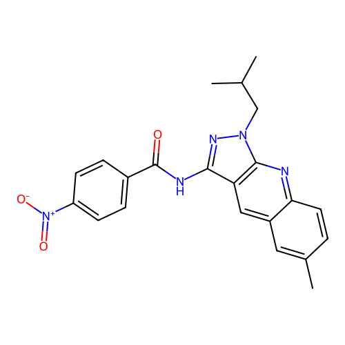 N-[6-methyl-1-(2-methylpropyl)pyrazolo[3,4-b]quinolin-3-yl]-4-nitrobenzamide structure