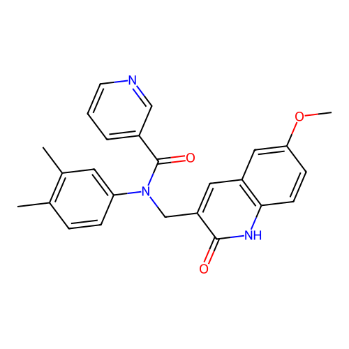N-(3,4-dimethylphenyl)-N-((2-hydroxy-6-methoxyquinolin-3-yl)methyl)nicotinamide structure