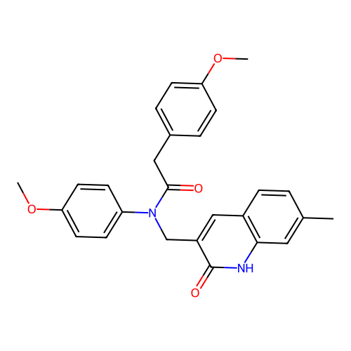 N,2-bis(4-methoxyphenyl)-N-[(7-methyl-2-oxo-1H-quinolin-3-yl)methyl]acetamide structure