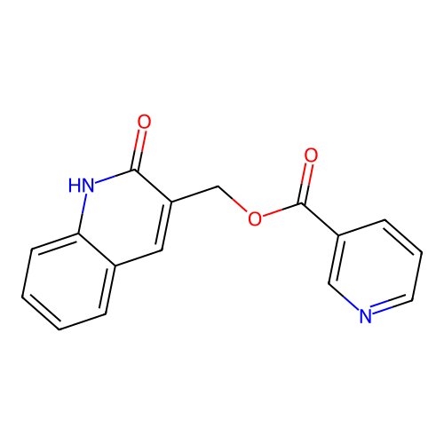 (2-Oxo-1,2-dihydroquinolin-3-yl)methyl pyridine-3-carboxylate structure