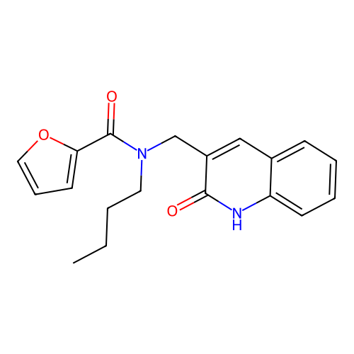 N-butyl-N-[(2-oxo-1H-quinolin-3-yl)methyl]furan-2-carboxamide structure