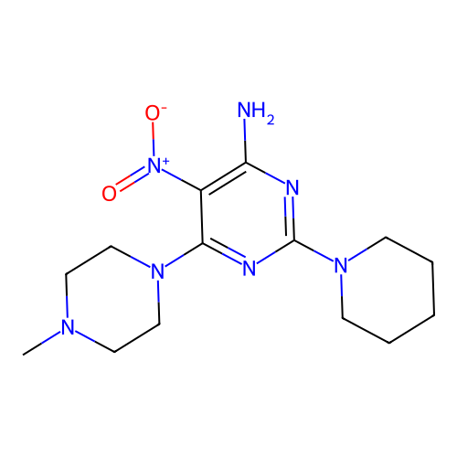 6-(4-Methylpiperazin-1-yl)-5-nitro-2-(piperidin-1-yl)pyrimidin-4-amine structure