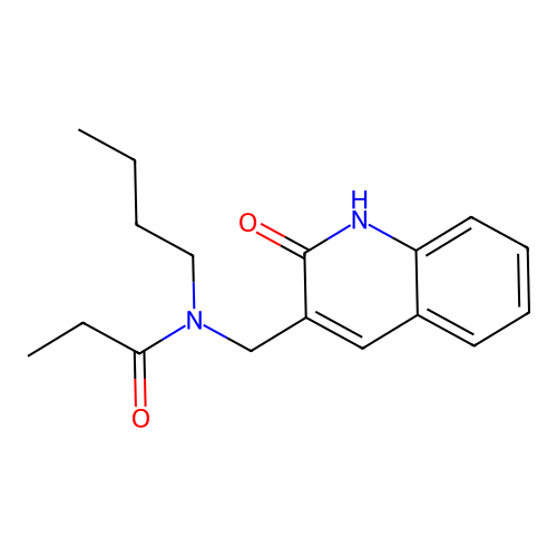 N-butyl-N-[(2-oxo-1H-quinolin-3-yl)methyl]propanamide structure