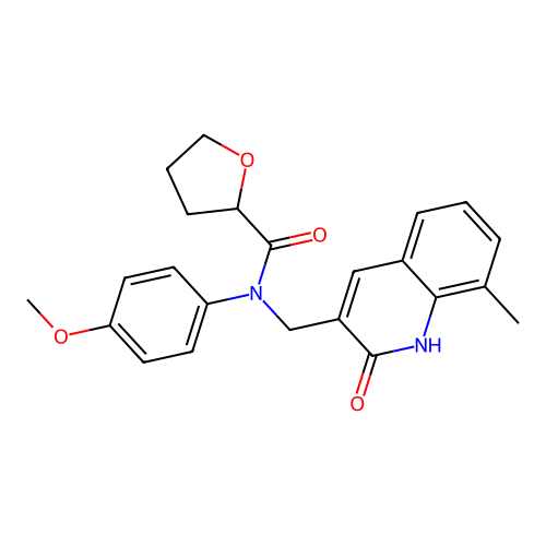 N-(4-methoxyphenyl)-N-[(8-methyl-2-oxo-1H-quinolin-3-yl)methyl]oxolane-2-carboxamide structure