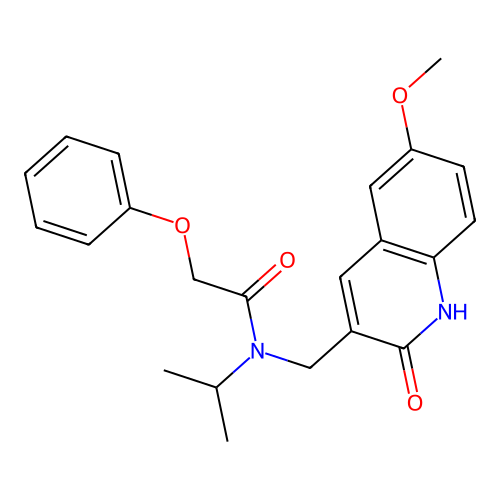 N-[(6-methoxy-2-oxo-1H-quinolin-3-yl)methyl]-2-phenoxy-N-propan-2-ylacetamide structure