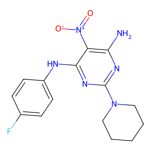 N4-(4-Fluorophenyl)-5-nitro-2-(piperidin-1-YL)pyrimidine-4,6-diamine structure