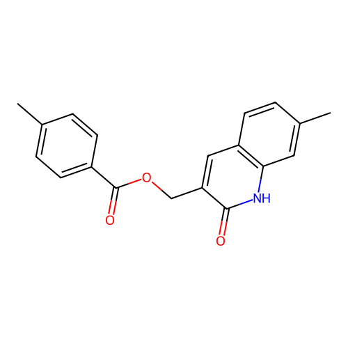 (7-methyl-2-oxo-1H-quinolin-3-yl)methyl 4-methylbenzoate structure