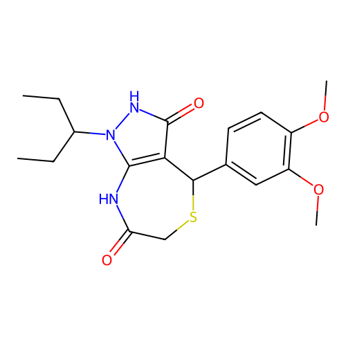 4-(3,4-dimethoxyphenyl)-1-pentan-3-yl-4,8-dihydro-2H-pyrazolo[3,4-e][1,4]thiazepine-3,7-dione structure