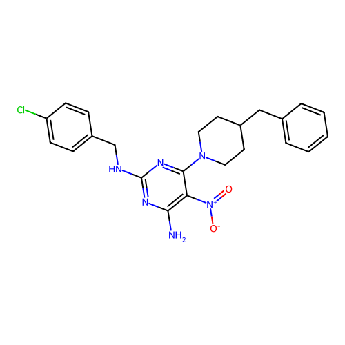 6-(4-benzylpiperidin-1-yl)-N~2~-(4-chlorobenzyl)-5-nitropyrimidine-2,4-diamine structure