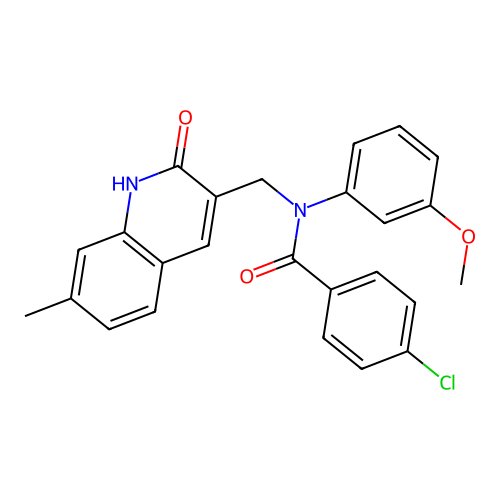 4-chloro-N-(3-methoxyphenyl)-N-[(7-methyl-2-oxo-1H-quinolin-3-yl)methyl]benzamide structure