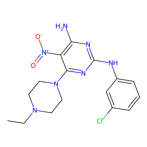 [4-Amino-6-(4-ethylpiperazinyl)-5-nitropyrimidin-2-yl](3-chlorophenyl)amine structure