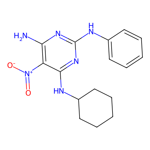 4-N-cyclohexyl-5-nitro-2-N-phenylpyrimidine-2,4,6-triamine structure