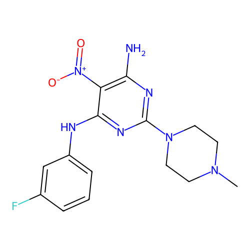 [6-Amino-2-(4-methylpiperazinyl)-5-nitropyrimidin-4-yl](3-fluorophenyl)amine structure