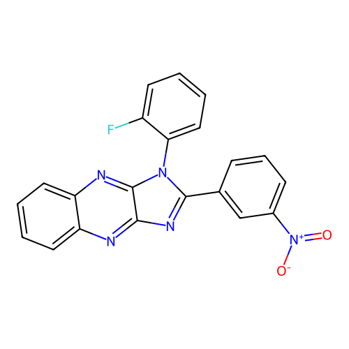 1-(2-fluorophenyl)-2-(3-nitrophenyl)-1H-imidazo[4,5-b]quinoxaline structure