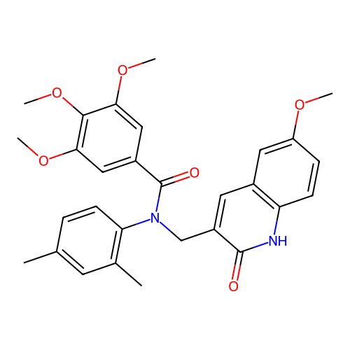 N-(2,4-dimethylphenyl)-3,4,5-trimethoxy-N-[(6-methoxy-2-oxo-1H-quinolin-3-yl)methyl]benzamide structure