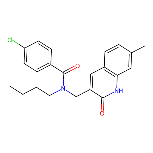 N-butyl-4-chloro-N-[(7-methyl-2-oxo-1,2-dihydroquinolin-3-yl)methyl]benzamide structure