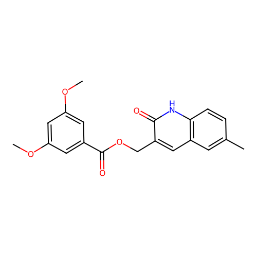 (6-methyl-2-oxo-1H-quinolin-3-yl)methyl 3,5-dimethoxybenzoate structure